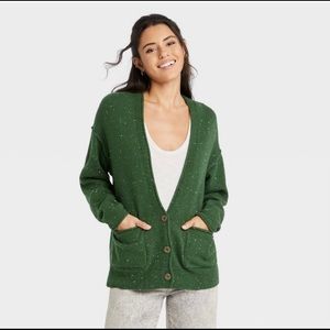 NWT WOMENS BUTTON FRONT GRANDPA CARDIGAN SWEATER GREEN SIZE LARGE